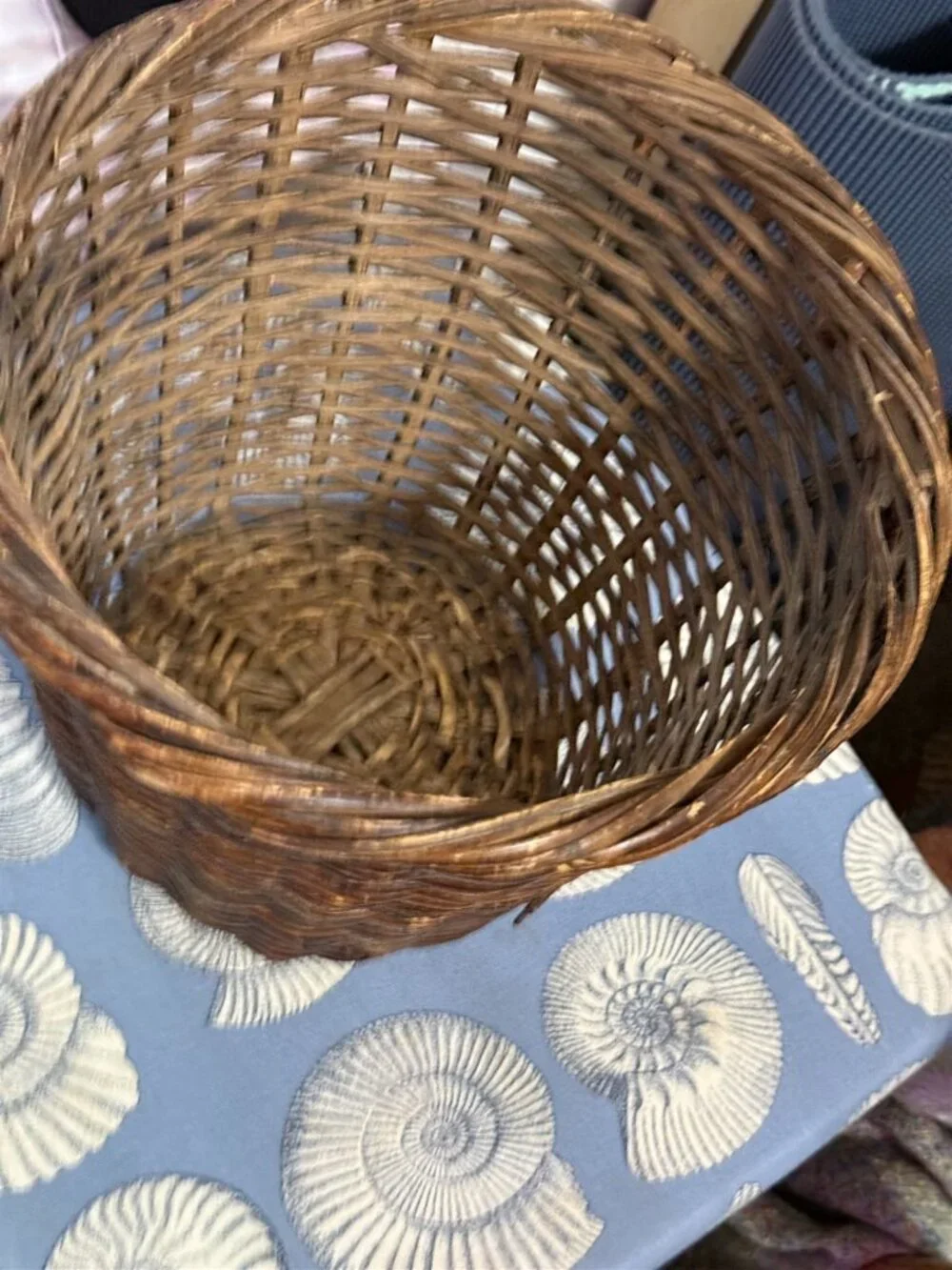 Vintage Rattan Wicker Planter Basket Brown Tall